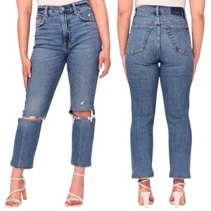 Abercrombie & Fitch Ankle Straight Ultra High Rise Jean Ripped Knees 27 4